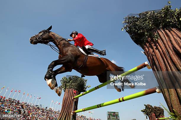 Christian Ahlmann of Germany riding Taloubet Z competes during the Equestrian Jumping Individual Final Round on Day 14 of the Rio 2016 Olympic Games...