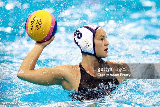 Kiley Neushul of United States during the Women's Water Polo Gold Medal match between the United States and Italy on Day 14 of the Rio 2016 Olympic...