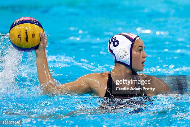 Kiley Neushul of United States in action during the Women's Water Polo Gold Medal Classification match between the United States and Italy on Day 14...