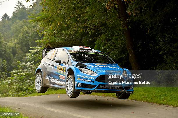 Mads Ostberg of Norway and Ola Floene of Norway compete in their M-Sport WRT Ford Fiesta RS WRC during Day One of the WRC Germany on August 19, 2016...
