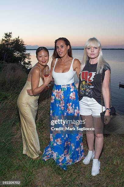 Nellie Kim, Yayma Cardoso and Fiona Byrne attend Caudalie x Jason Wu Launch Event With The Coveteur on August 18, 2016 in Hampton Bays, New York.