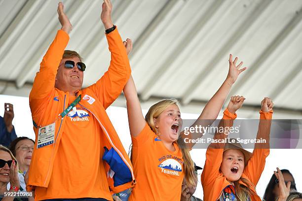 King Willem Alexander of the Netherlands, Princess Catharina-Amalia of the Netherlands and Princess Ariane of the Netherlands attend the Equestrian...