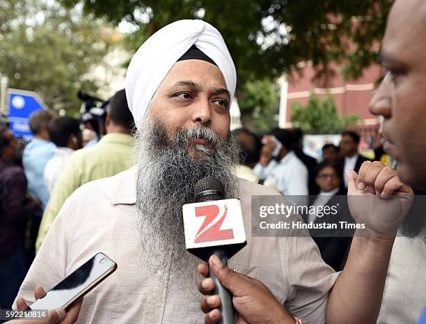 Aam Adami Party Delhi MLA Jarnail Singh leaves after attending the hearing at Election Commission of India over office of profit row at ECI HQ on...