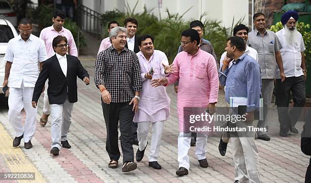 Aam Adami Party Delhi MLAs leave after attending the hearing at Election Commission of India over office of profit row at ECI HQ on August 19, 2016...