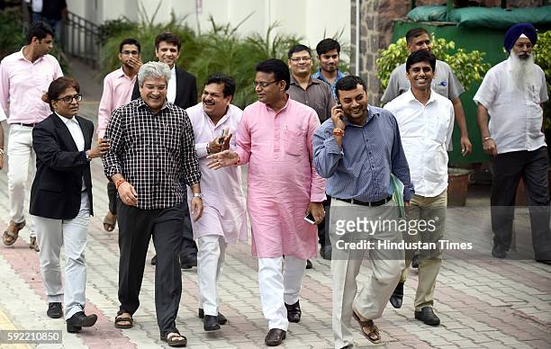 Aam Adami Party Delhi MLAs leave after attending the hearing at Election Commission of India over office of profit row at ECI HQ on August 19, 2016...