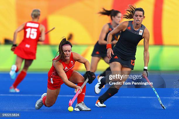 Laura Unsworth of Great Britain in action during the Women's Gold Medal Match against the Netherlands on Day 14 of the Rio 2016 Olympic Games at the...