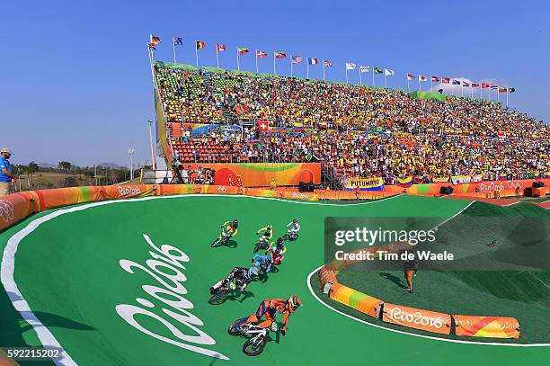 31st Rio 2016 Olympics / BMX Cycling: Women Final Illustration / Laura SMULDERS / Brooke CRAIN / Elke VANHOOF / Yaroslava BONDARENKO / Caroline...