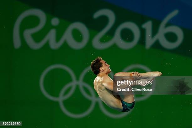 Domonic Bedggood of Australia competes during the Diving Men's 10m Platform Preliminary on Day 14 of the Rio 2016 Olympic Games at the Maria Lenk...