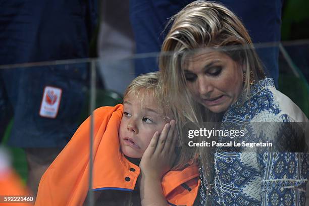 Princess Ariane of the Netherlands and Queen Maxima of the Netherlands are seen as Hockey team of the Netherlands lost the Women's Gold Medal Match...