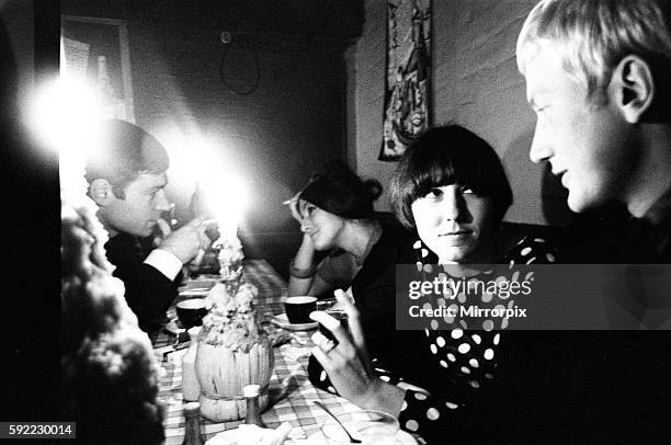 Diners at Bistro Vino Restaurant, South Kensington, London, 14th October 1965.