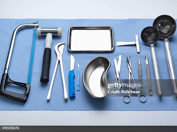 pathology equipment ready for a autopsy in a laboratory - autopsie stock-fotos und bilder