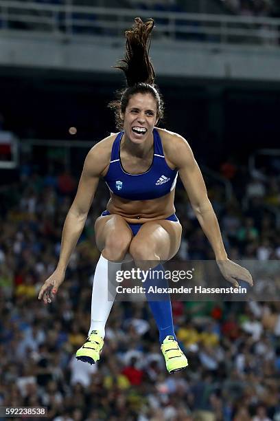 Ekaterini Stefanidi of Greece competes in the Women's Pole Vault Final on Day 14 of the Rio 2016 Olympic Games at the Olympic Stadium on August 19,...