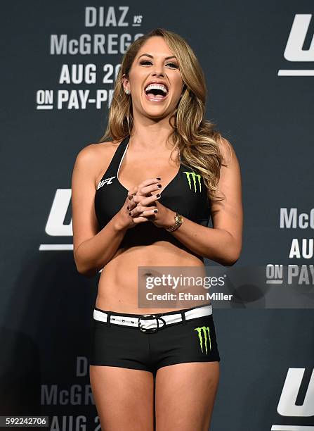 Octagon Girl and model Brittney Palmer attends the weigh-ins for UFC 202 on August 19, 2016 in Las Vegas, Nevada.