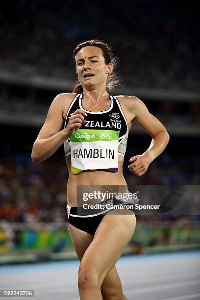 Nikki Hamblin of New Zealand competes in the Women's 5000m Final and setting a new Olympic record of 14:26.17 on Day 14 of the Rio 2016 Olympic Games...