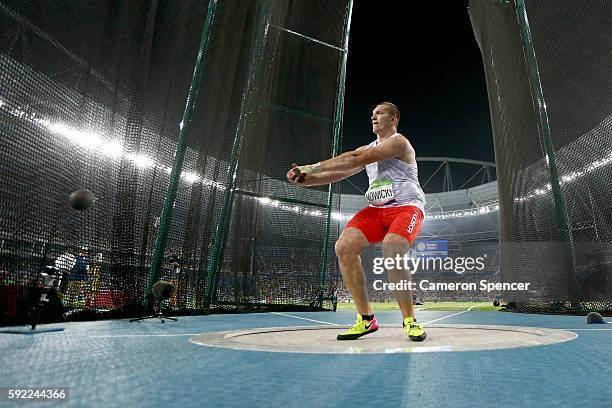 Wojciech Nowicki of Poland competes in the Men's Hammer Throw Final on Day 14 of the Rio 2016 Olympic Games at the Olympic Stadium on August 19, 2016...