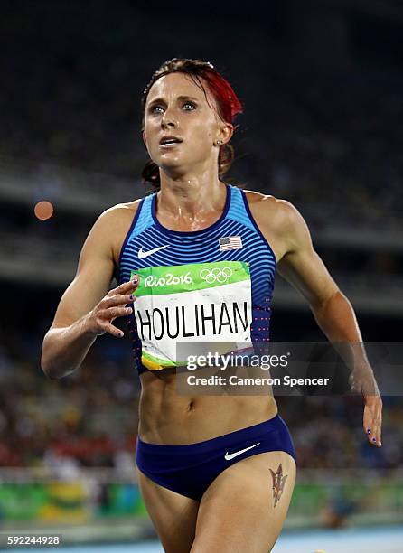Shelby Houlihan of the United States competes in the Women's 5000m Final on Day 14 of the Rio 2016 Olympic Games at the Olympic Stadium on August 19,...