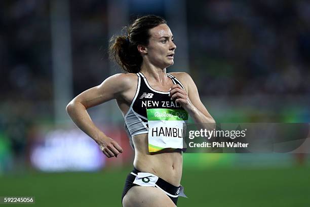 Nikki Hamblin of New Zealand competes in the Women's 5000m Final and setting a new Olympic record of 14:26.17 on Day 14 of the Rio 2016 Olympic Games...