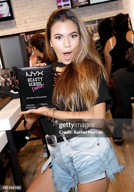 Adelaine Morin @adelainemorin shops instore before kicking off her Influencer Meet & Greet with fans during the NYX Professional Makeup Store...