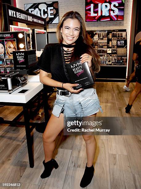 Top Beauty Influencer Adelaine Morin @adelainemorin shops instore before kicking off her Influencer Meet & Greet with fans during the NYX...