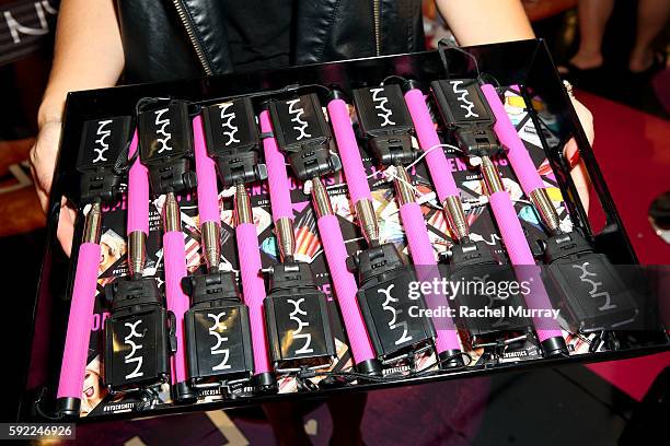 General view of NYX selfie sticks during the NYX Professional Makeup Store Glendale Galleria Influencer Meet & Greet with Adelaine Morin...