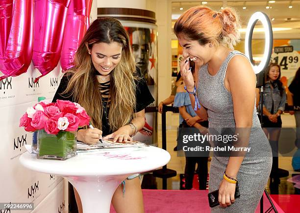 Guests attend the NYX Professional Makeup Store Glendale Galleria Influencer Meet & Greet with Top Beauty Influencer Adelaine Morin @adelainemorin at...