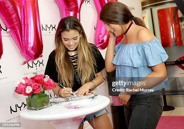 Guests attend the NYX Professional Makeup Store Glendale Galleria Influencer Meet & Greet with Top Beauty Influencer Adelaine Morin @adelainemorin at...