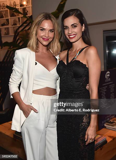 Actors Arielle Kebbel and Torrey DeVitto attend a cocktail reception Benefit for onePULSE Foundation at NeueHouse Hollywood on August 19, 2016 in Los...