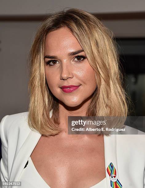 Actress Arielle Kebbel attends a cocktail reception Benefit for onePULSE Foundation at NeueHouse Hollywood on August 19, 2016 in Los Angeles,...