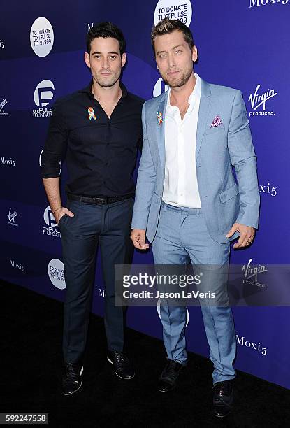 Singer Lance Bass and husband Michael Turchin attend a benefit for onePULSE Foundation at NeueHouse Hollywood on August 19, 2016 in Los Angeles,...