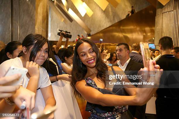 Zoe saldana attends a red carpet & fan screening during the promotional tour of the Paramount Pictures title "Star Trek Beyond", on August 20, 2016...