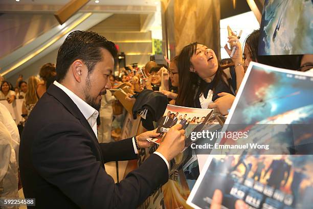 Director Justin Lin attend a red carpet & fan screening during the promotional tour of the Paramount Pictures title "Star Trek Beyond", on August 20,...