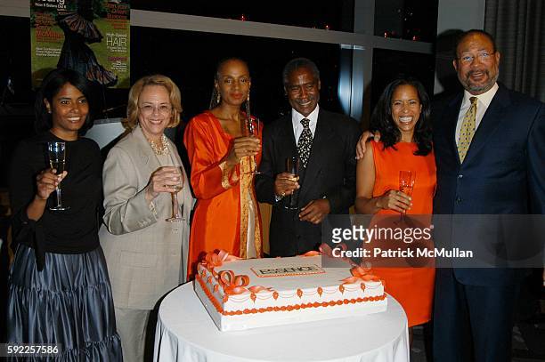 Angela Burt-Murray, Ann Moore, Susan Taylor, Ed Lewis, Michelle Ebanks and Richard Parsons attend Essence celebrates its 35th Anniversary at Time...