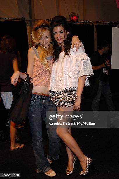 Sarah Saber and Alissa Miller attend Betsey Johnson Spring 2006 Collection at The Plaza at Bryant Park on September 12, 2005 in New York City.