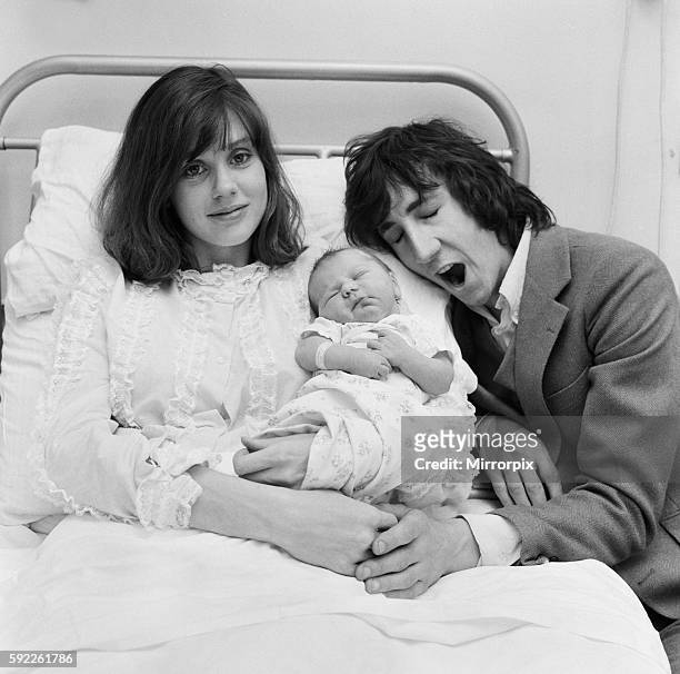 Pete Townshend of British rock group The Who with his wife Karen and their new born baby daughter at Queen Charlotte's hospital, London. 30th March...