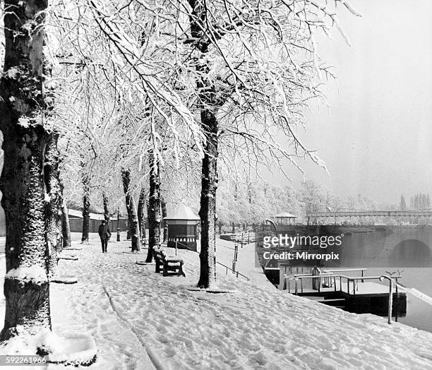 The Groves at Chester under a blanket of snow, Chester, Cheshire, 11th December 1967.