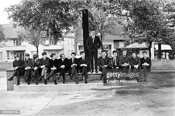 Pop stars from Liverpool, Feature, Manager Brian Epstein, pictured with some of the groups he manages. These include, The Beatles, Gerry & The...