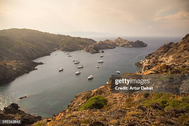 cap de creus landscape is a natural reserve in the costa brava with dry and wild climate. - cadaqués fotografías e imágenes de stock