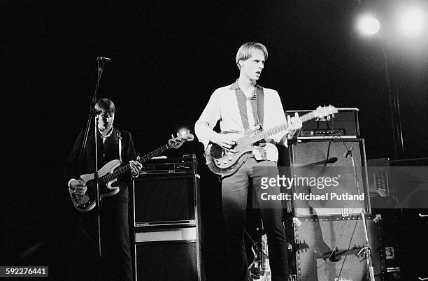 Fred Smith and Tom Verlaine performing with American rock group, Television, on one of their two nights at the Hammersmith Odeon, London, 28th-29th...