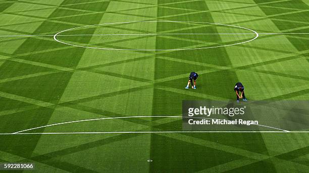 General view of the pitch during the Premier League match between Leicester City and Arsenal at The King Power Stadium on August 20, 2016 in...