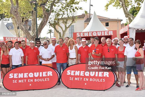 Gilbert Fasola president of La Boule Tropezienne President Thierry Bourdoncle from Senequier Ariane de Senneville, red team and White team: petanque...