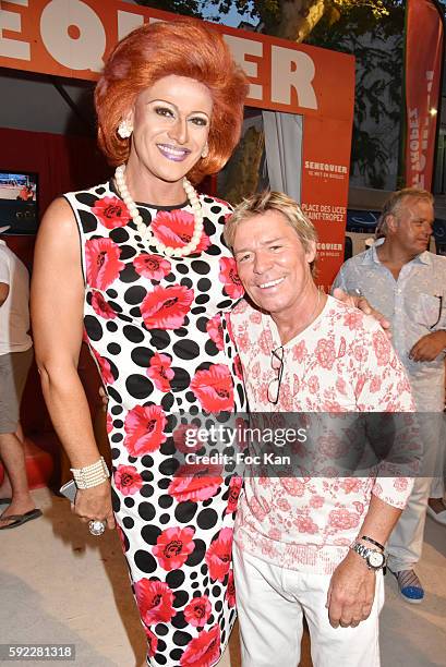 Fabrice from cabaret de Couqueques and Chef Yvan Zaplatilek attend theTrophee Senequier At Place des Lices on August 19, 2016 in Saint-Tropez, France.