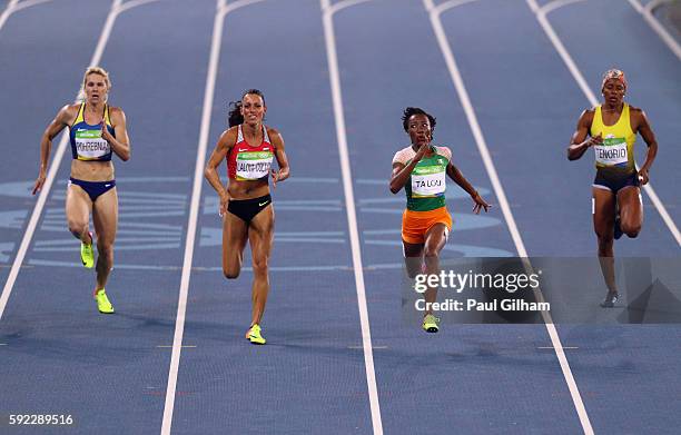 Natalia Pohrebniak of Ukraine, Ivet Lalova-Collio of Bulgaria, Marie-Josee Ta Lou of the Ivory Coast and Angela Tenorio of Ecuador compete during the...