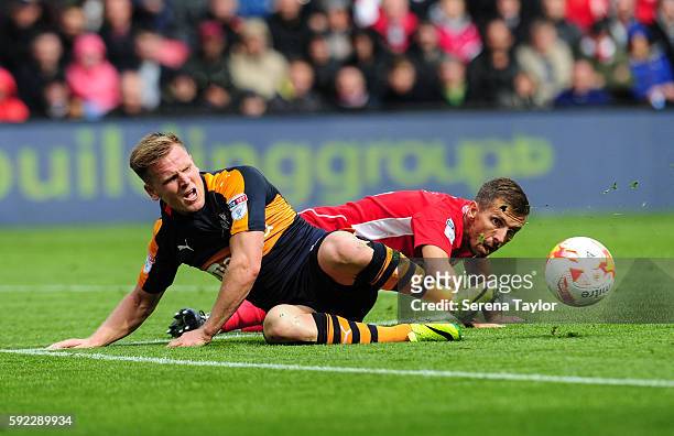 Matt Ritchie of Newcastle United is fouled by Gary O'Neil of Bristol City during the Sky Bet Championship Match between Bristol City and Newcastle...