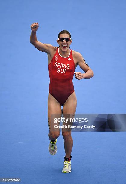 Rio , Brazil - 20 August 2016; Nicola Spirig of Switzerland on her way to finishing second in the Women's Triathlon at Fort Copacobana during the...