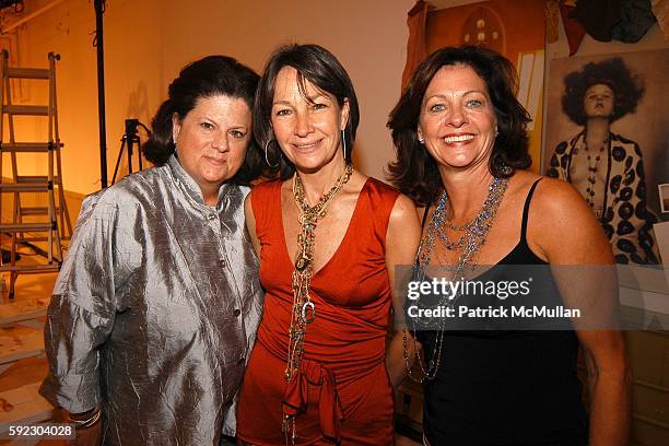 Anne Keating, Brooke Neidich and Jennifer Aubrey attend Lyn Devon Debut Collection and Cocktails at 463 Broome St on September 7, 2005 in New York...