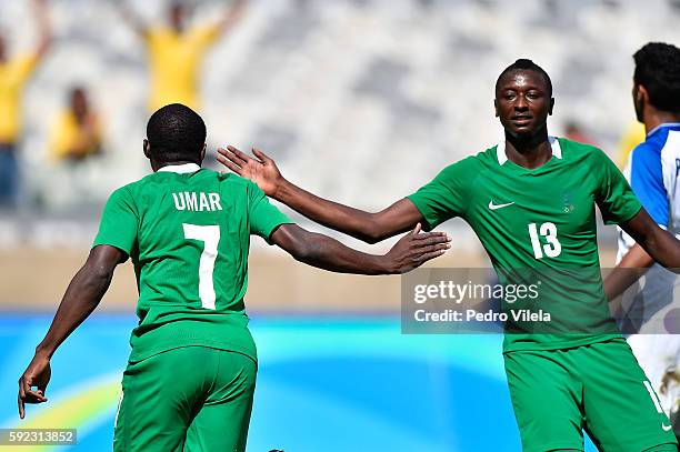 Aminu UMAR and Sadiq UMAR of Nigeria celebrates a scored goal against Honduras during a match between Nigeria and Honduras as part of Men`s Football...