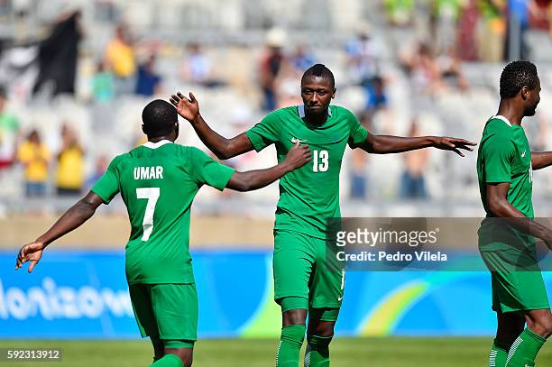 Aminu UMAR and Sadiq UMAR of Nigeria celebrates a scored goal against Honduras during a match between Nigeria and Honduras as part of Men`s Football...