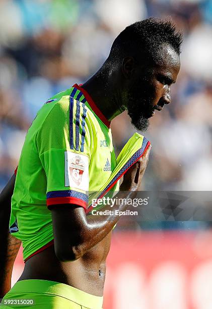 Lacina Traore of PFC CSKA Moscow during the Russian Football League match between FC Zenit St. Petersburg and PFC CSKA Moscow at Petrovsky stadium on...