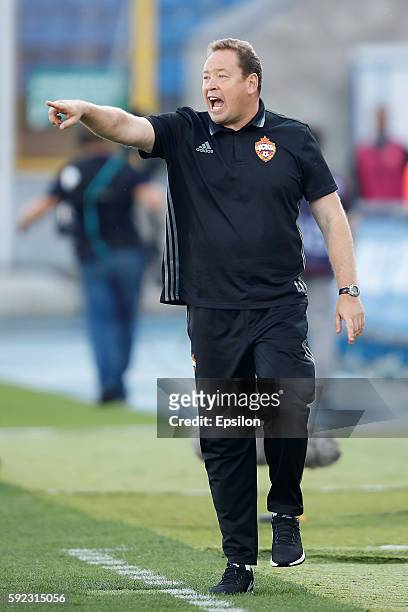 Moscow head coach Leonid Slutsky gestures during the Russian Football League match between FC Zenit St. Petersburg and PFC CSKA Moscow at Petrovsky...