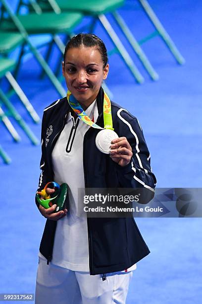 Sarah Ourahmoune of France during a Women's Fly final bout on Day 15 of the 2016 Rio Olympic Games at Riocentro - Pavilion 6 on August 18, 2016 in...